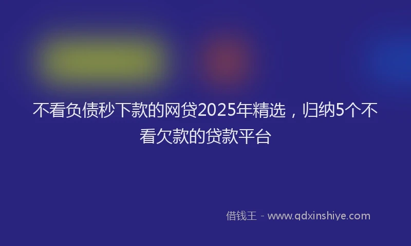 不看负债秒下款的网贷2025年精选，归纳5个不看欠款的贷款平台