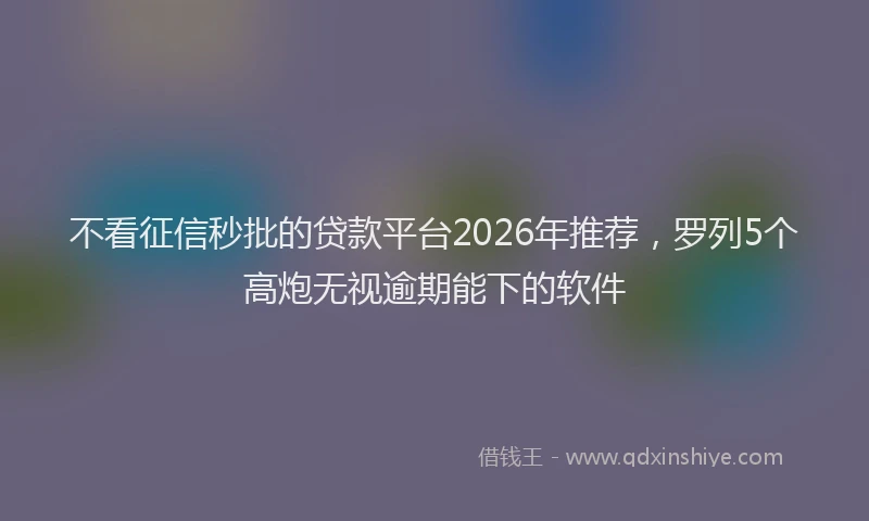 不看征信秒批的贷款平台2026年推荐，罗列5个高炮无视逾期能下的软件