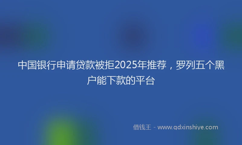 中国银行申请贷款被拒2025年推荐，罗列五个黑户能下款的平台