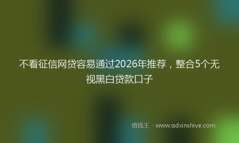 不看征信网贷容易通过2026年推荐，整合5个无视黑白贷款口子
