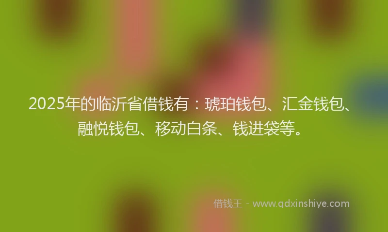 2025年的临沂省借钱有:琥珀钱包、汇金钱包、融悦钱包、移动白条、钱进袋等。