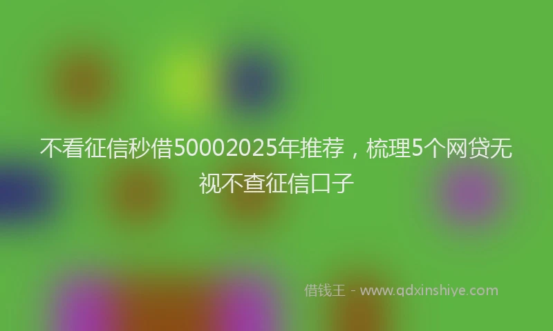 不看征信秒借50002025年推荐，梳理5个网贷无视不查征信口子