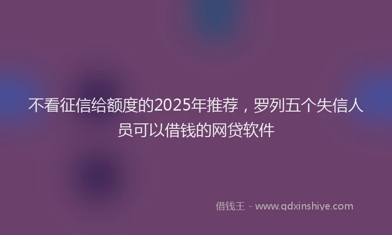不看征信给额度的2025年推荐，罗列五个失信人员可以借钱的网贷软件