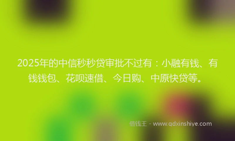 2025年的中信秒秒贷审批不过有：小融有钱、有钱钱包、花呗速借、今日购、中原快贷等。