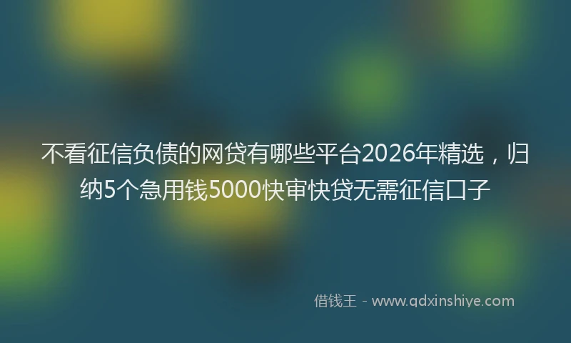 不看征信负债的网贷有哪些平台2026年精选，归纳5个急用钱5000快审快贷无需征信口子