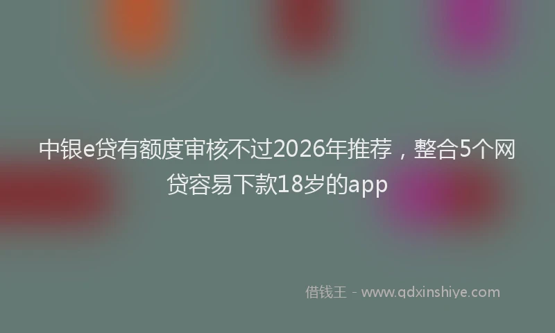 中银e贷有额度审核不过2026年推荐，整合5个网贷容易下款18岁的app