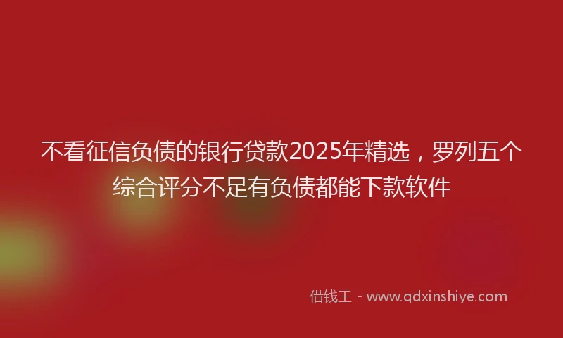 不看征信负债的银行贷款2025年精选，罗列五个综合评分不足有负债都能下款软件