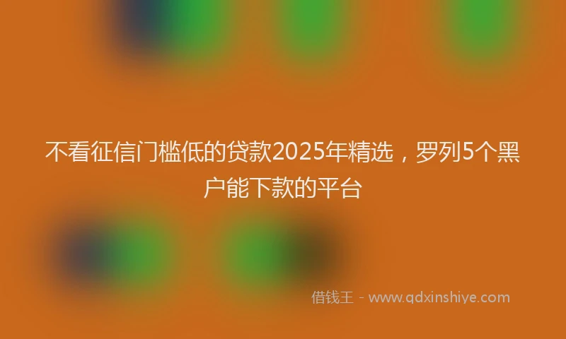 不看征信门槛低的贷款2025年精选，罗列5个黑户能下款的平台