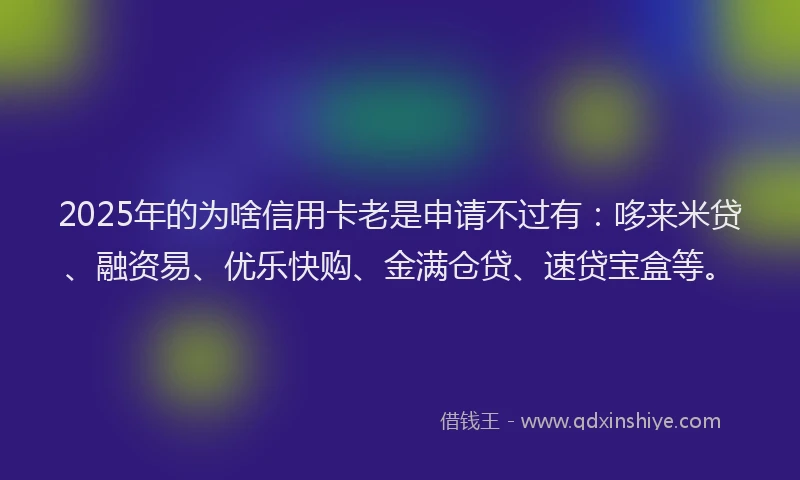 2025年的为啥信用卡老是申请不过有：哆来米贷、融资易、优乐快购、金满仓贷、速贷宝盒等。