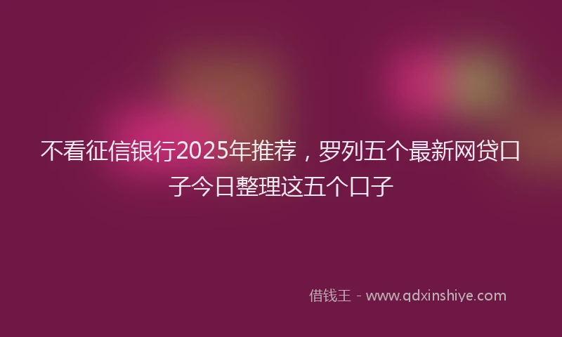 不看征信银行2025年推荐，罗列五个最新网贷口子今日整理这五个口子