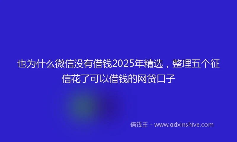 也为什么微信没有借钱2025年精选，整理五个征信花了可以借钱的网贷口子