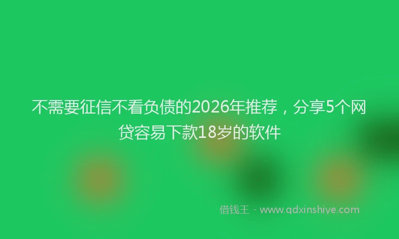 不需要征信不看负债的2026年推荐,分享5个网贷容易下款18岁的软件