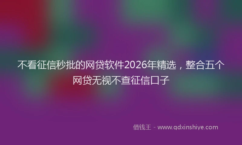 不看征信秒批的网贷软件2026年精选,整合五个网贷无视不查征信口子