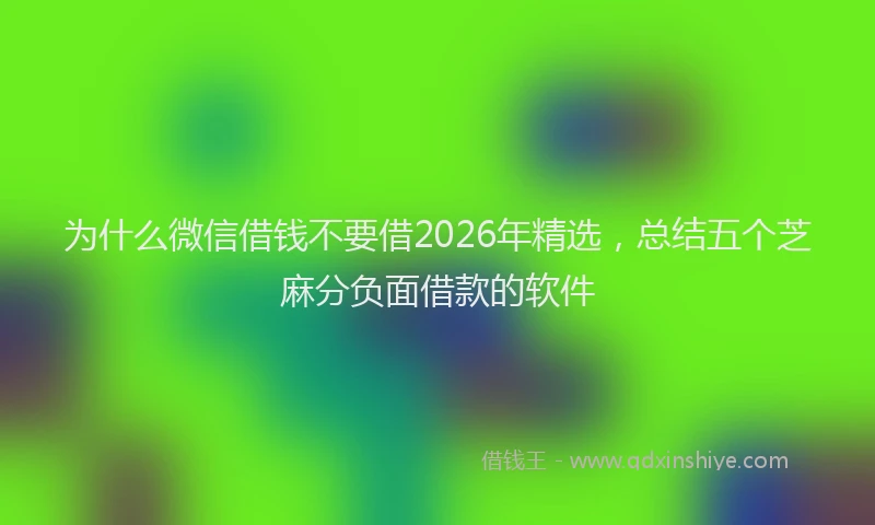 为什么微信借钱不要借2026年精选，总结五个芝麻分负面借款的软件
