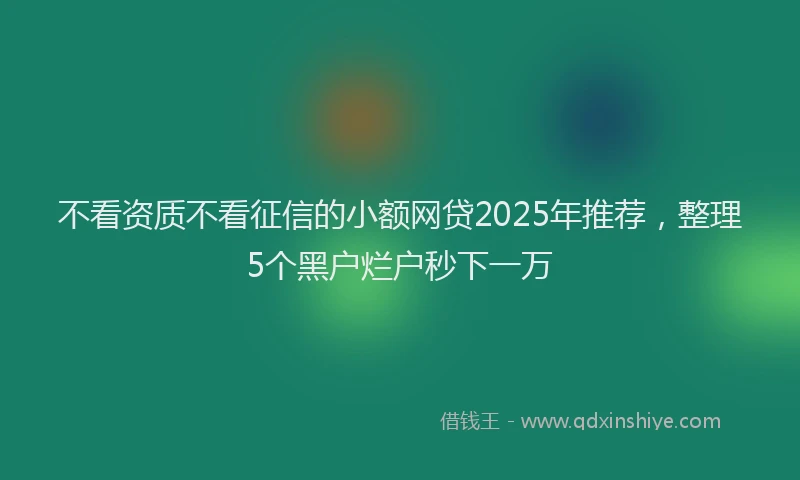 不看资质不看征信的小额网贷2025年推荐，整理5个黑户烂户秒下一万