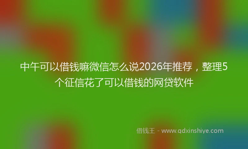 中午可以借钱嘛微信怎么说2026年推荐，整理5个征信花了可以借钱的网贷软件