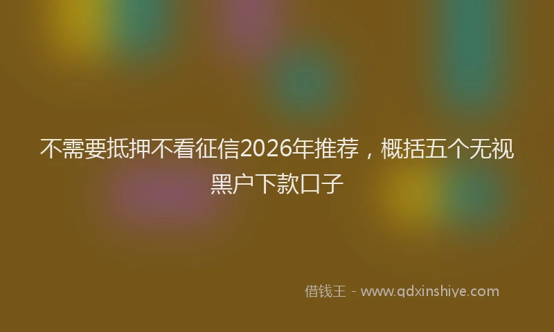 不需要抵押不看征信2026年推荐，概括五个无视黑户下款口子