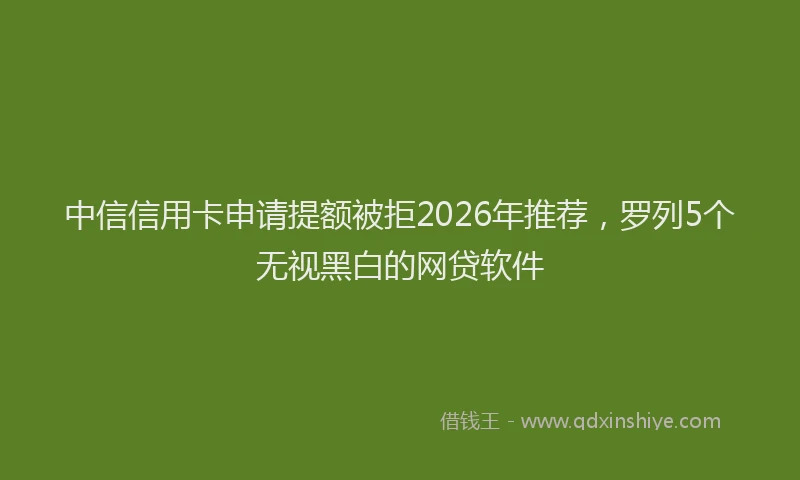 中信信用卡申请提额被拒2026年推荐，罗列5个无视黑白的网贷软件