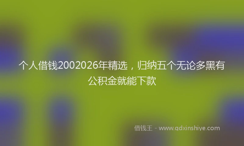 个人借钱2002026年精选，归纳五个无论多黑有公积金就能下款