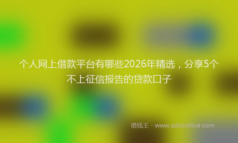 个人网上借款平台有哪些2026年精选，分享5个不上征信报告的贷款口子