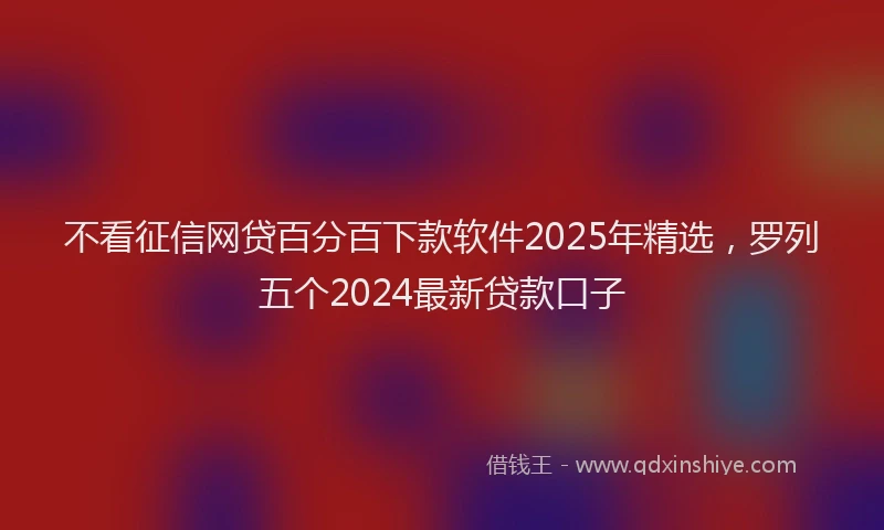 不看征信网贷百分百下款软件2025年精选，罗列五个2024最新贷款口子