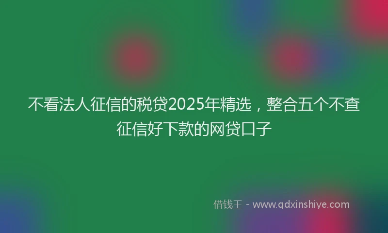 不看法人征信的税贷2025年精选，整合五个不查征信好下款的网贷口子