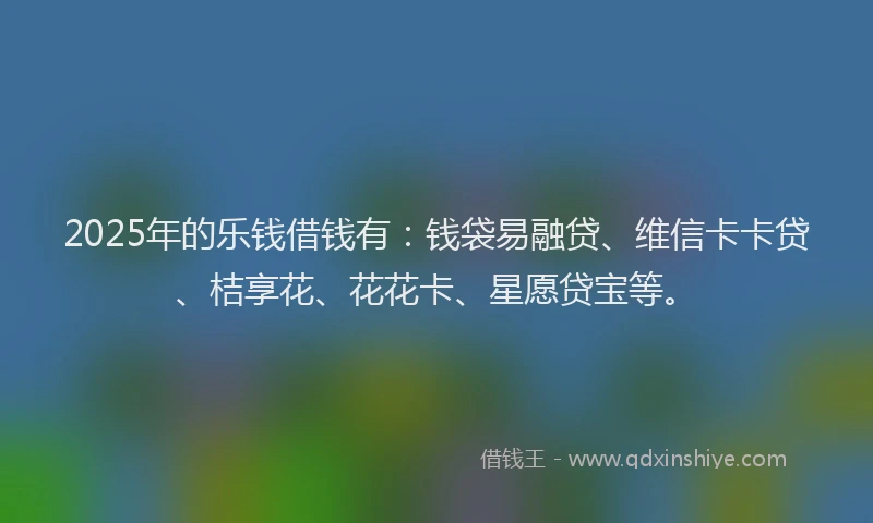 2025年的乐钱借钱有：钱袋易融贷、维信卡卡贷、桔享花、花花卡、星愿贷宝等。