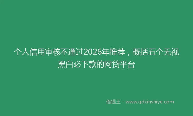 个人信用审核不通过2026年推荐,概括五个无视黑白必下款的网贷平台