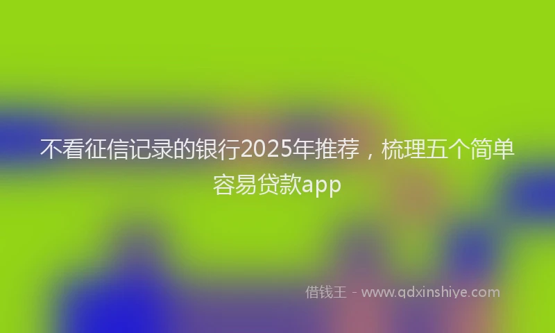 不看征信记录的银行2025年推荐,梳理五个简单容易贷款app