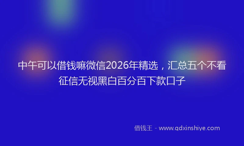 中午可以借钱嘛微信2026年精选，汇总五个不看征信无视黑白百分百下款口子