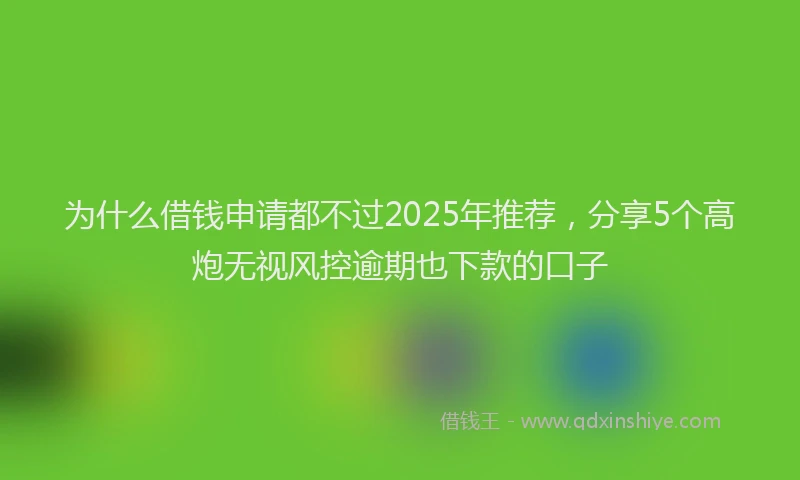 为什么借钱申请都不过2025年推荐，分享5个高炮无视风控逾期也下款的口子