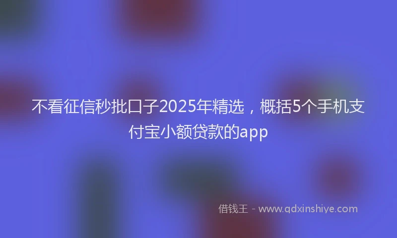 不看征信秒批口子2025年精选，概括5个手机支付宝小额贷款的app