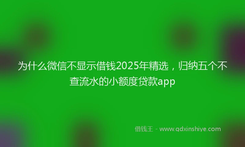为什么微信不显示借钱2025年精选，归纳五个不查流水的小额度贷款app