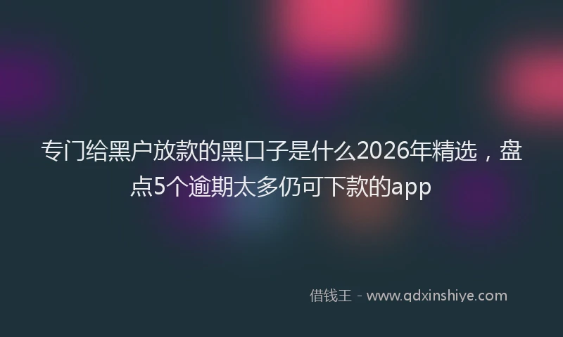 专门给黑户放款的黑口子是什么2026年精选，盘点5个逾期太多仍可下款的app