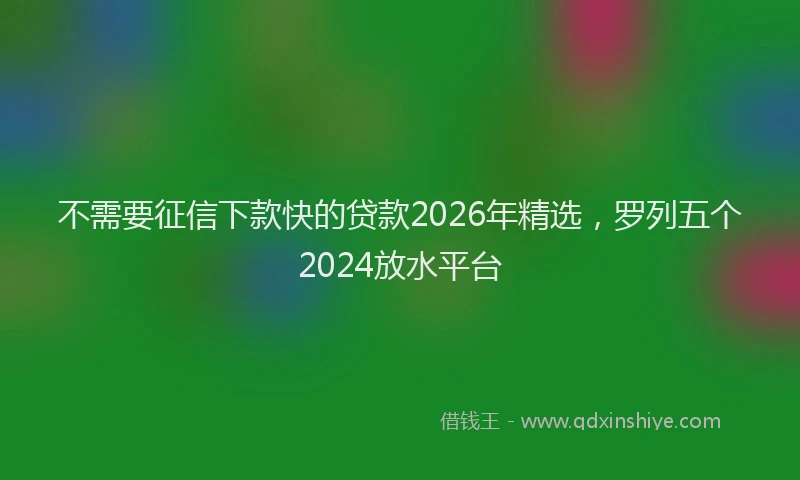 不需要征信下款快的贷款2026年精选，罗列五个2024放水平台