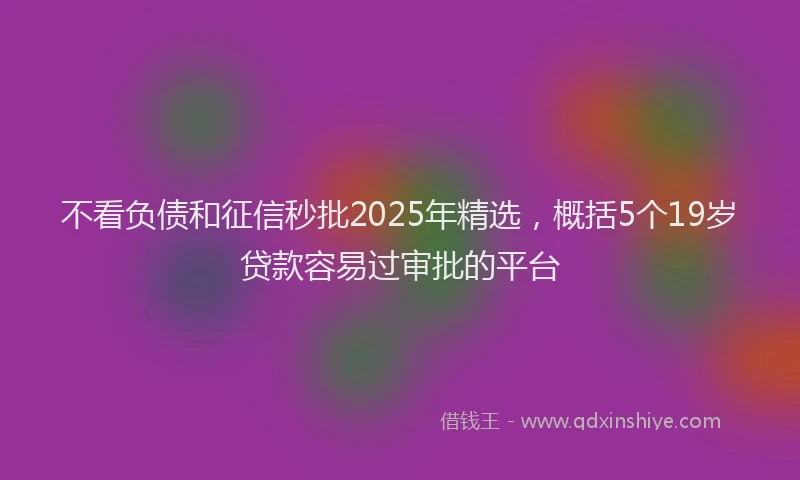 不看负债和征信秒批2025年精选，概括5个19岁贷款容易过审批的平台
