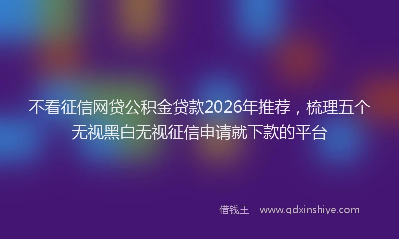 不看征信网贷公积金贷款2026年推荐，梳理五个无视黑白无视征信申请就下款的平台
