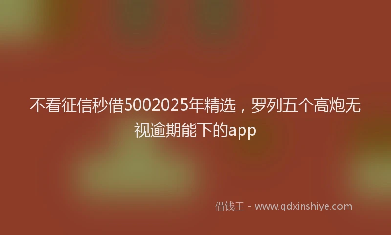 不看征信秒借5002025年精选，罗列五个高炮无视逾期能下的app
