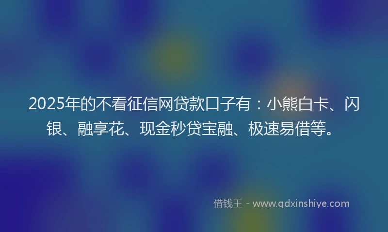 2025年的不看征信网贷款口子有：小熊白卡、闪银、融享花、现金秒贷宝融、极速易借等。