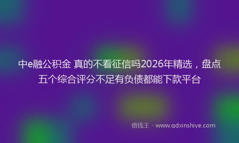 中e融公积金 真的不看征信吗2026年精选，盘点五个综合评分不足有负债都能下款平台