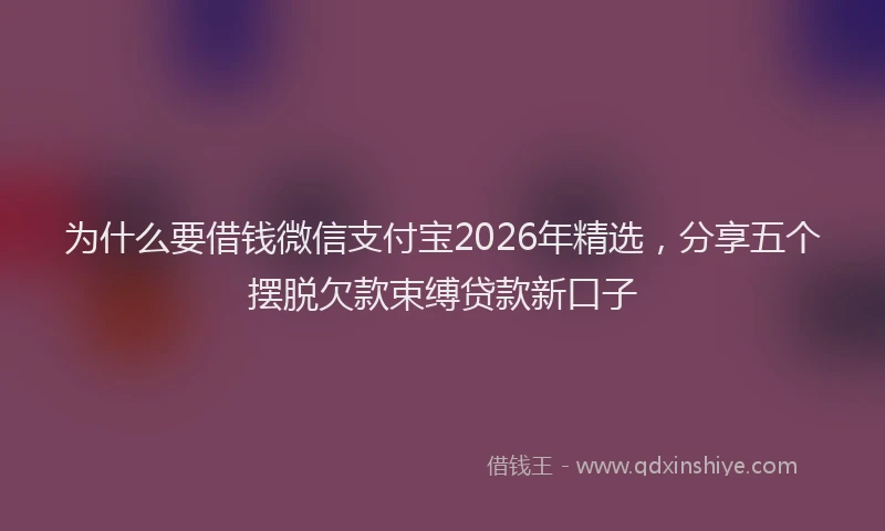 为什么要借钱微信支付宝2026年精选，分享五个摆脱欠款束缚贷款新口子