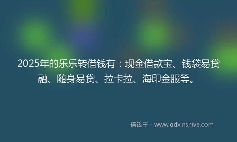 2025年的乐乐转借钱有：现金借款宝、钱袋易贷融、随身易贷、拉卡拉、海印金服等。