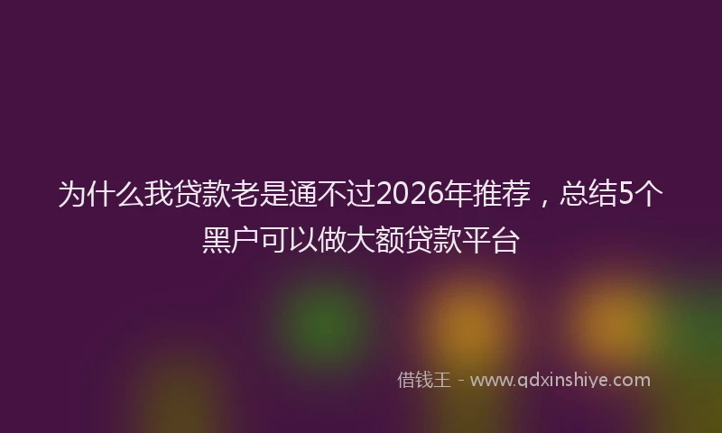 为什么我贷款老是通不过2026年推荐,总结5个黑户可以做大额贷款平台