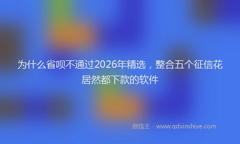 为什么省呗不通过2026年精选，整合五个征信花居然都下款的软件
