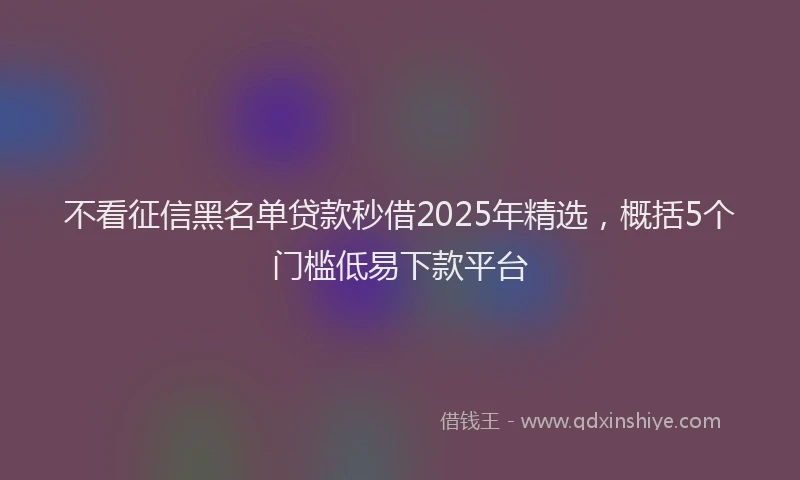 不看征信黑名单贷款秒借2025年精选，概括5个门槛低易下款平台