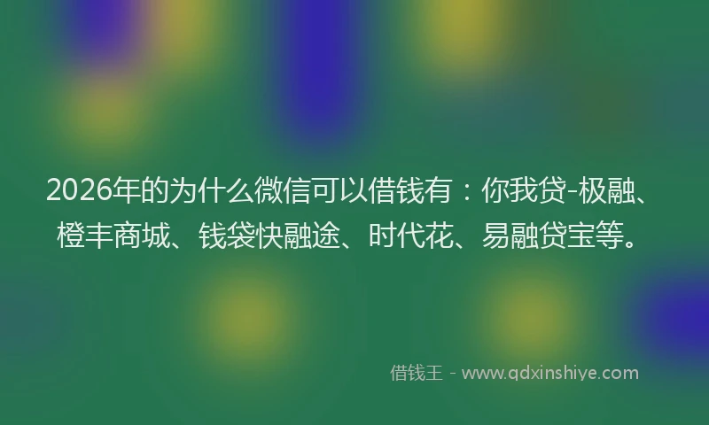 2026年的为什么微信可以借钱有：你我贷-极融、橙丰商城、钱袋快融途、时代花、易融贷宝等。