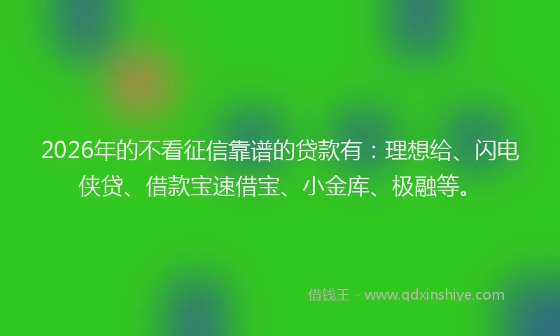 2026年的不看征信靠谱的贷款有:理想给、闪电侠贷、借款宝速借宝、小金库、极融等。