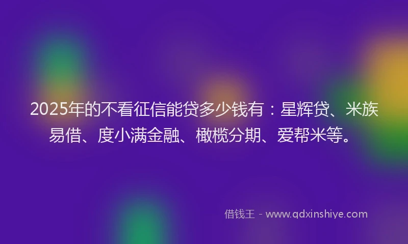 2025年的不看征信能贷多少钱有：星辉贷、米族易借、度小满金融、橄榄分期、爱帮米等。