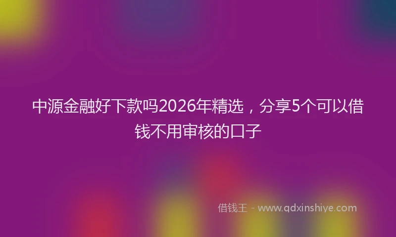 中源金融好下款吗2026年精选，分享5个可以借钱不用审核的口子