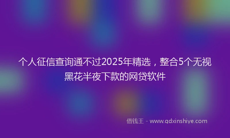 个人征信查询通不过2025年精选，整合5个无视黑花半夜下款的网贷软件